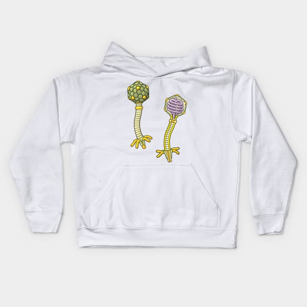 Lambda Bacteriophage Illustration Kids Hoodie by taylorcustom